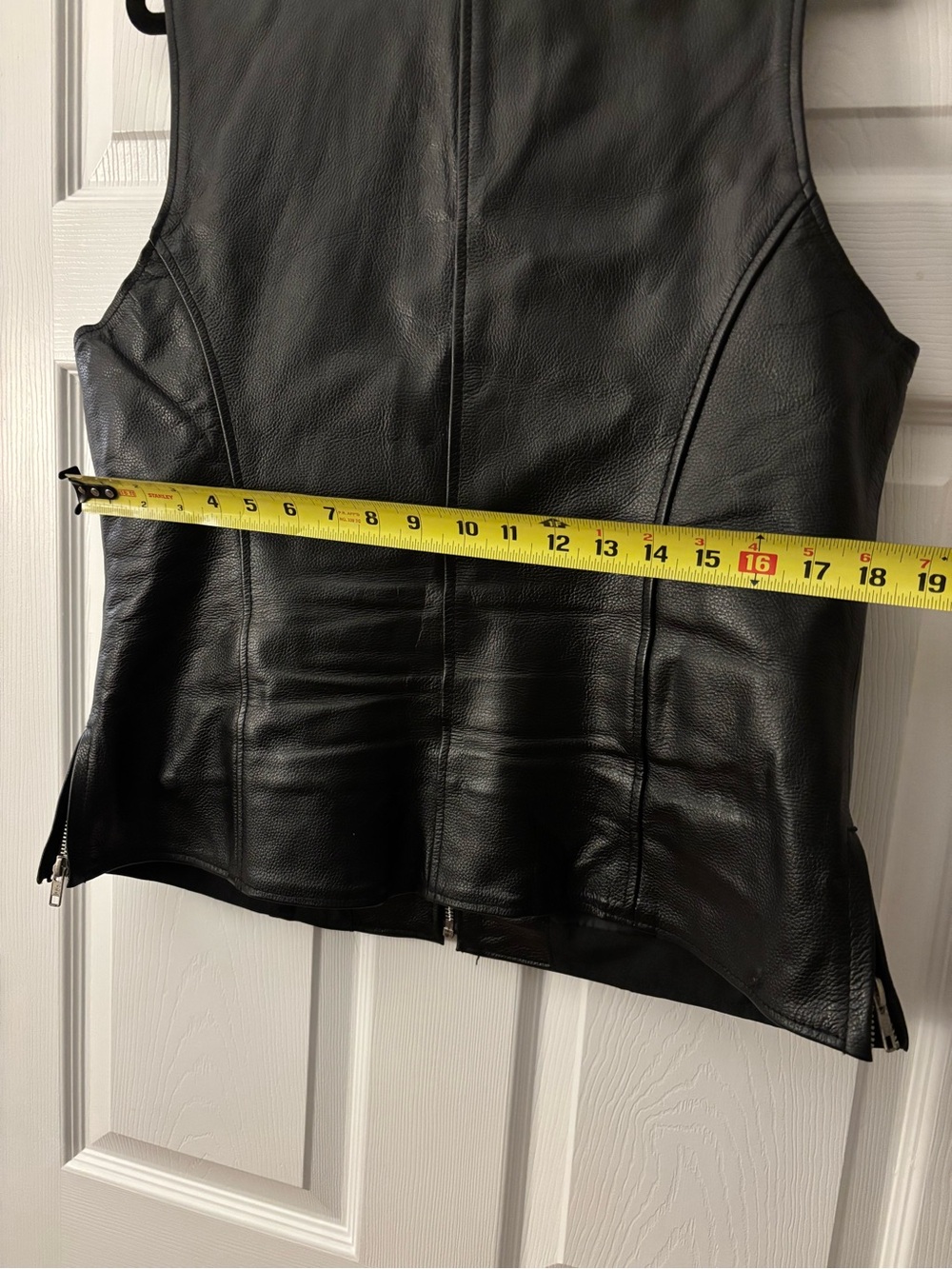 Black Studded Leather Vest with Orange Lining - Women's - Picture 7 of 11
